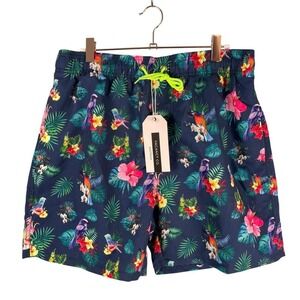 Vacancy Co Swim Trunks US L / EUR XL Navy Bird Tropical Hawaiian 6" Inseam